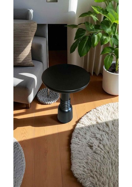 Minimalist Tekli Mantar Yan Sehpa – Doğal Ahşap Siyah Renk fiyatları