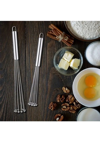 8'li Metal Uçlu Krom Saplı Kek ve Yumurta Çırpıcı Seti modelleri