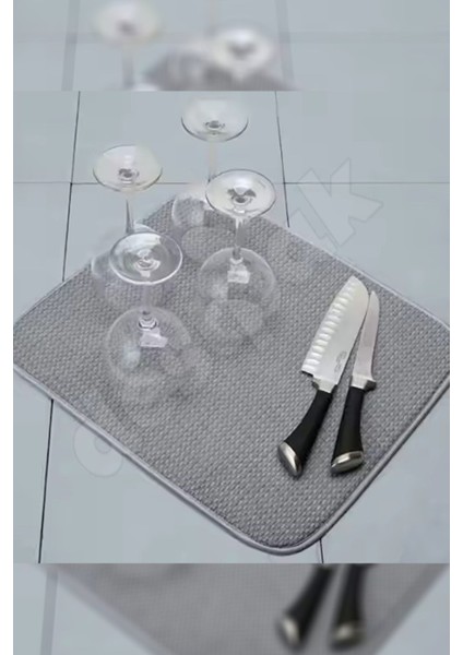 Antrasit Tezgah Üstü Bulaşık Kurutma Matı, Süper Emici, Hızlı Kuruma, 36X45 cm fırsatları