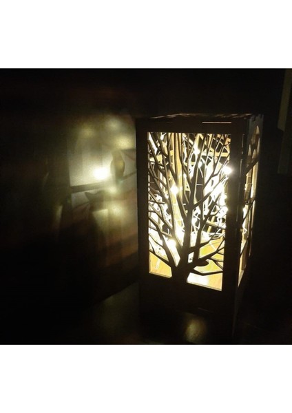 Ahşap Masa Süsü, Peri Ledli Işık, Yılbaşı Hediye, Dekoratif ve Şık Tasarım