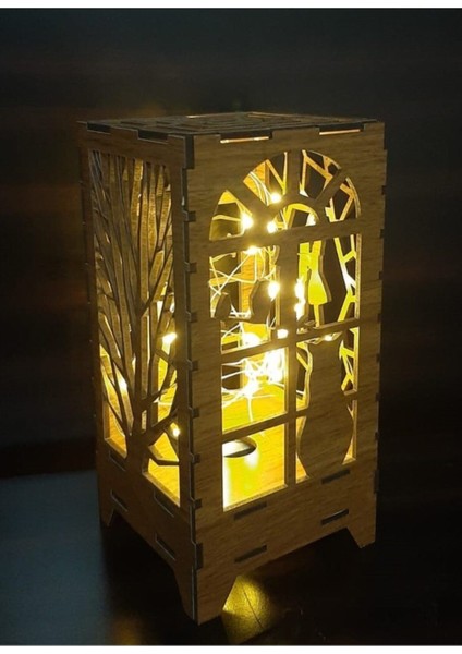 Ahşap Masa Süsü, Peri Ledli Işık, Yılbaşı Hediye, Dekoratif ve Şık Tasarım fiyatları