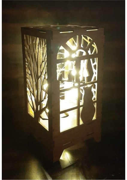 Ahşap Masa Süsü, Peri Ledli Işık, Yılbaşı Hediye, Dekoratif ve Şık Tasarım modelleri