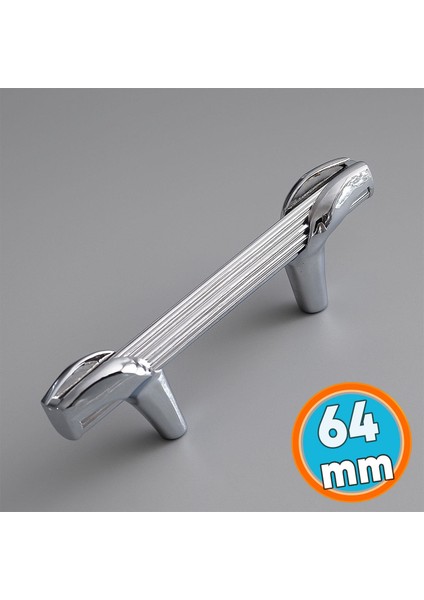 Mobilya Mutfak Dolabı Çekmece Kulpları Dolap Kapak Kulpu Kulbu Krom Renk 64 mm Metal Kulp