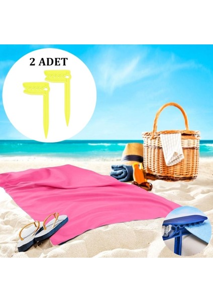 Çok Renkli 2'li Havlu Kazığı Seti, Plaj ve Havlu Sabitleyici, Pratik ve Güvenli Kullanım