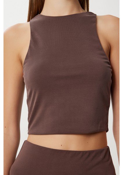 Bluz Etek Modal Takım LUB0186 Kahverengi modelleri