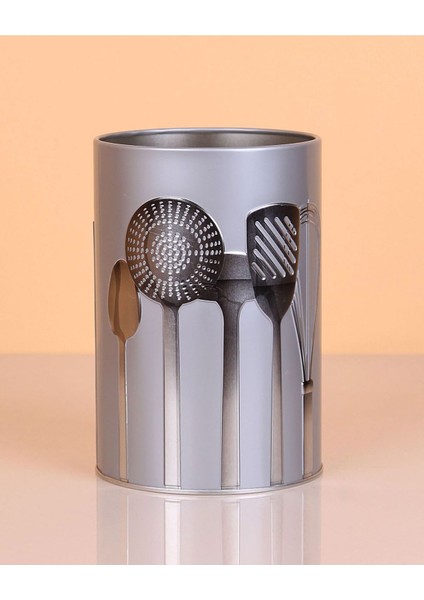 Gri Metal Silindir Desenli Kaşıklık ve Servis Seti, Düzenleyici ve Toparlayıcı