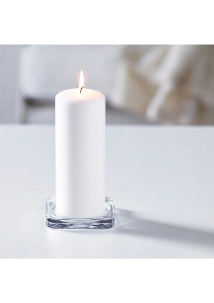 Turuncu 3'lü Blok Mum Tabağı Seti, Şeffaf Cam Altlık, 10X10X1,5 cm modelleri