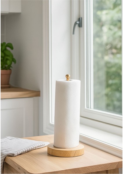 Ahşap Tabanlı Gold Renkli Kağıt Havluluk, Şık ve Zarif Tasarım