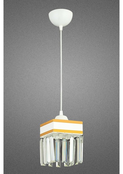 Şık Kare Sarkıt Kristal Taşlı Sarı Şeritli Lüks Avize fiyatları