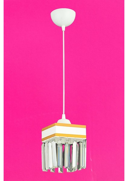 Şık Kare Sarkıt Kristal Taşlı Sarı Şeritli Lüks Avize modelleri