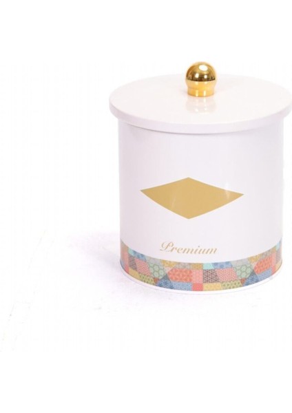 Morocco Pembe Desenli Yuvarlak Metal Saklama Kabı 14 cm