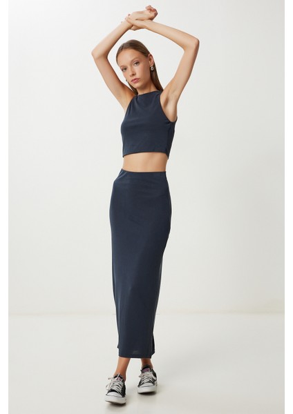 Bluz Etek Modal Takım LUB0186 Antrasit