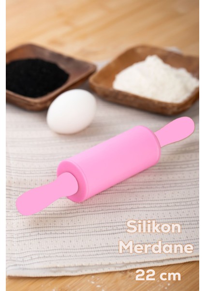 Pembe Silikon Merdane 22 Cm, Kek ve Hamur Işleri Için Kullanışlı Araç