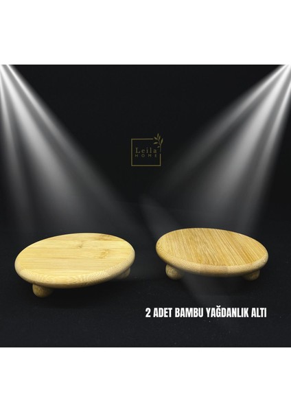Iki Adet Bambu Misket Ayaklı Yuvarlak Yağdanlık ve Bardak Altlığı Seti modelleri