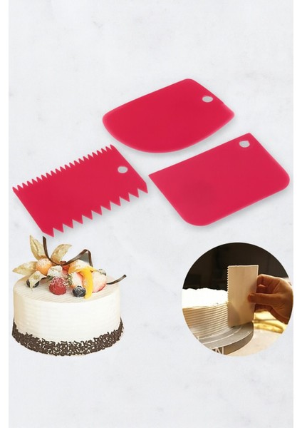 3'lü Hamur Kazıyıcı Seti, Kesici ve Dekoratör, KP-1013