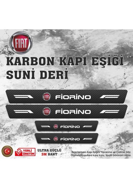 Fiorino Uyumlu Deri Karbon Kapı Eşiği Koruyucu Bant 4 Adet