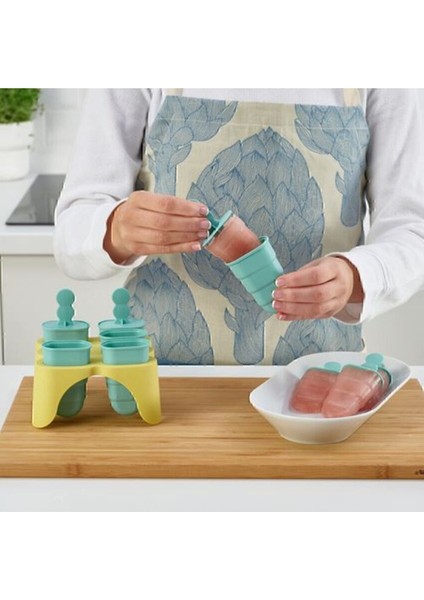 Turkuaz Renkli 6'lı Buz Kalıbı, Serinletici Dondurma Çubukları Seti