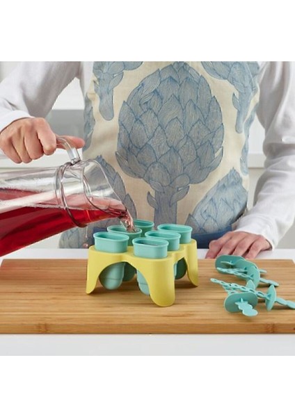 Turkuaz Renkli 6'lı Buz Kalıbı, Serinletici Dondurma Çubukları Seti modelleri