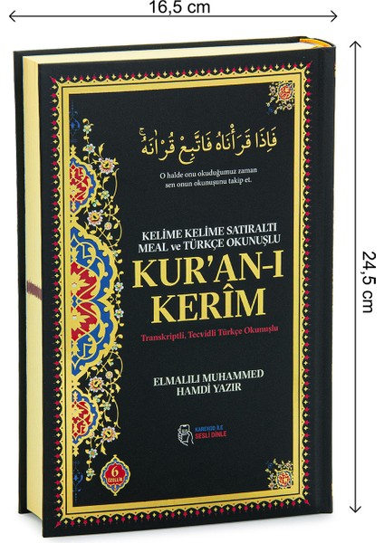 6 Özellikli Satır Arası Kelime Kelime Türkçe Okunuşlu Mealli Kuranı Kerim Orta Boy - Siyah indirimleri