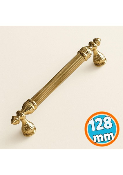 Mobilya Çekmece Dolap Kapak Mutfak Kulbu Kulpları Dolabı Kulpu 128 mm Gold Altın Kulp Metal