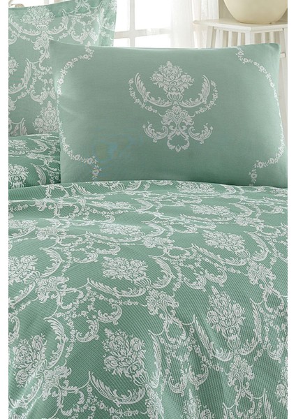 Su Yeşili Baskılı Tek Kişilik Pike Seti, Konfor ve Şıklık Bir Arada