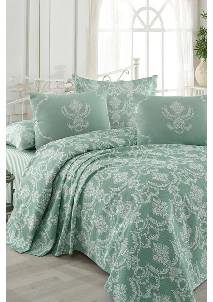 Su Yeşili Baskılı Tek Kişilik Pike Seti, Konfor ve Şıklık Bir Arada fiyatları