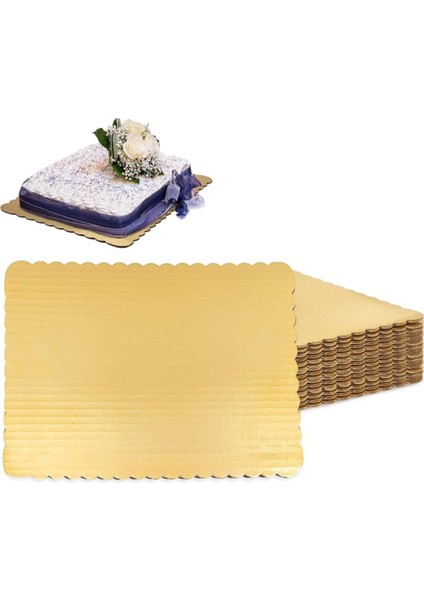 Dikdörtgen Pasta Sunum Altlığı 3'lü Set, Gold Harf Tasarım, 26X37 Cm, Karton fiyatları