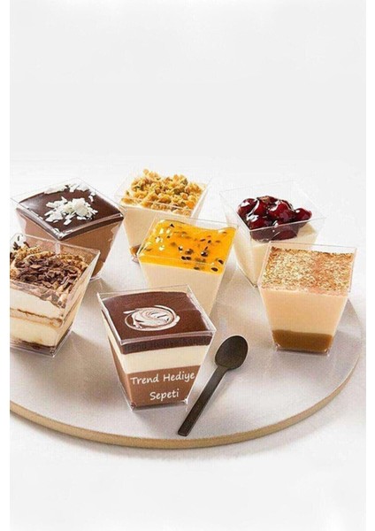 Şeffaf Kübik Plastik Kase 200CC 12'li, Sunum ve Saklama Için Ideal, Turkuaz Renk