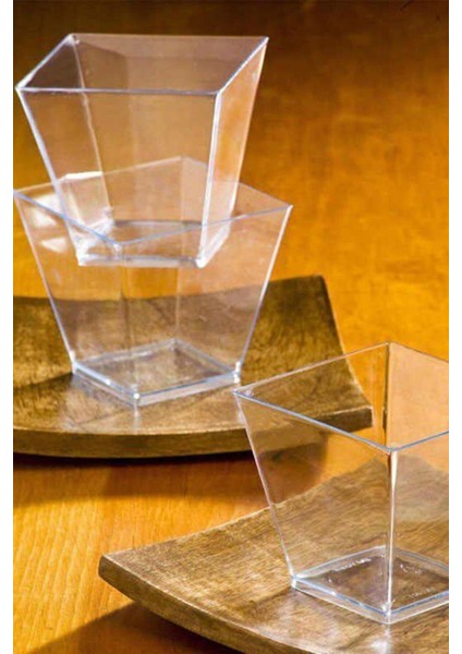 Şeffaf Kübik Plastik Kase 200CC 12'li, Sunum ve Saklama Için Ideal, Turkuaz Renk modelleri