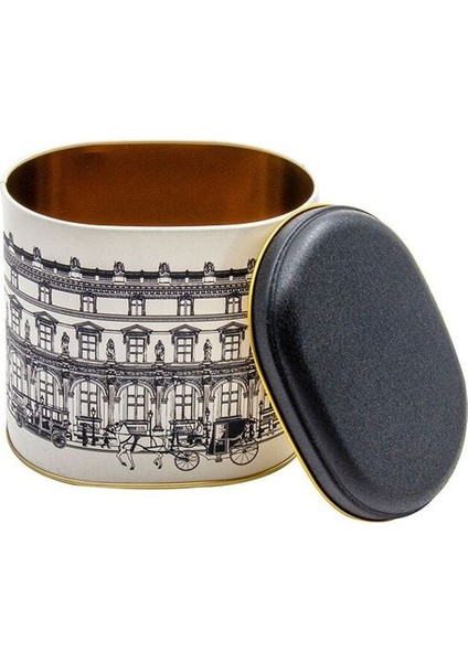 Şehir Desenli Oval Metal Saklama Kabı 11X15 Cm, Beyaz Renk fırsatları