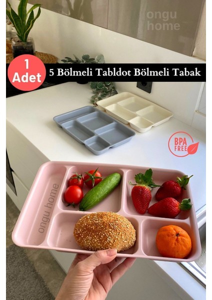 Beş Bölmeli Renkli Yıkanabilir Tabağ, Kahvaltı ve Yemek Için Güvenli Tasarım
