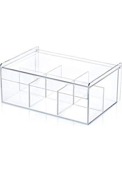 6 Bölmeli Kapaklı Çay Saklama Kutusu Beyaz, Pratik ve Şık Organize Erişim modelleri