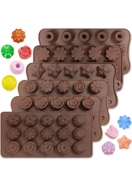 Kahverengi Silikon Çikolata ve Dondurma Kalıbı Seti, 2'li, Şık ve Kullanışlı