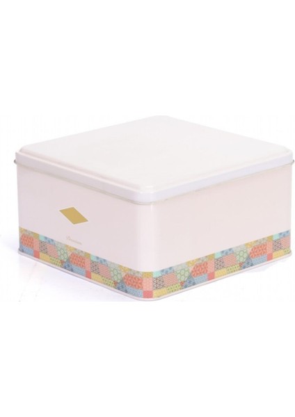Morocco Pembe Desenli Kare Metal Saklama Kabı 16X16 Cm, Şık ve Kullanışlı Mutfak Gereci