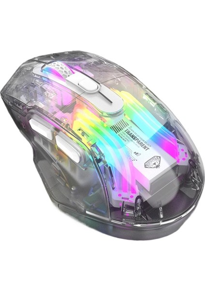 Üç Modlu Kablosuz Bluetooth Şarjlı Fare Şeffaf Masaüstü Dizüstü Bilgisayar Oyun Rgb Işıklı Fare (Yurt Dışından)