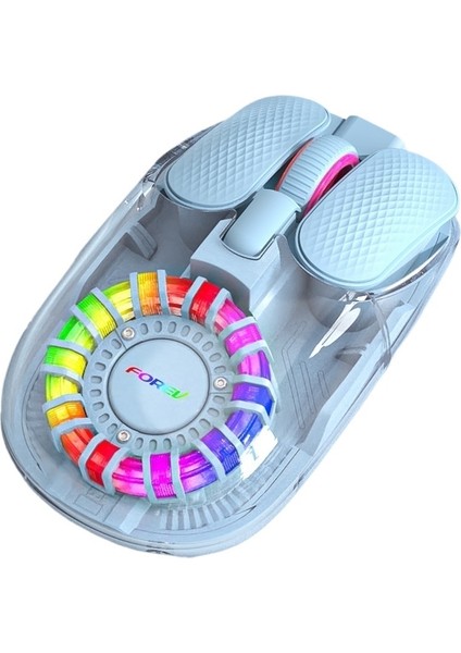 Şeffaf Sessiz Fare Kablosuz Şarjlı Çift Modlu Rgb Ergonomik Bluetooth Fare (Yurt Dışından)