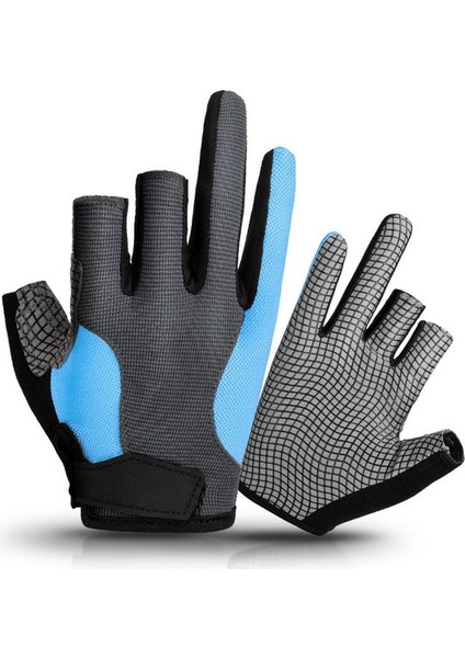 Balık Avlama Eldivenleri Yarım Parmak Kaymaz Açık Hava Sporları Nefes Emici Süper Lifli Güneş Koruyucu (Yurt Dışından)