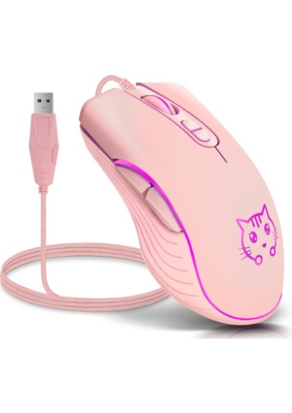 Ofis Aydınlık Sessiz Dva Sevimli Kart Erkek ve Kız Bilgisayar L Fare USB Kablolu Oyun Faresi (Yurt Dışından) fırsatları