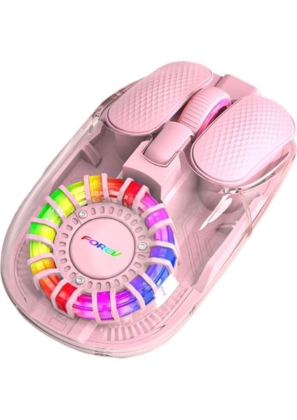 Şeffaf Sessiz Fare Kablosuz Şarjlı Çift Modlu Rgb Ergonomik Bluetooth Fare (Yurt Dışından)