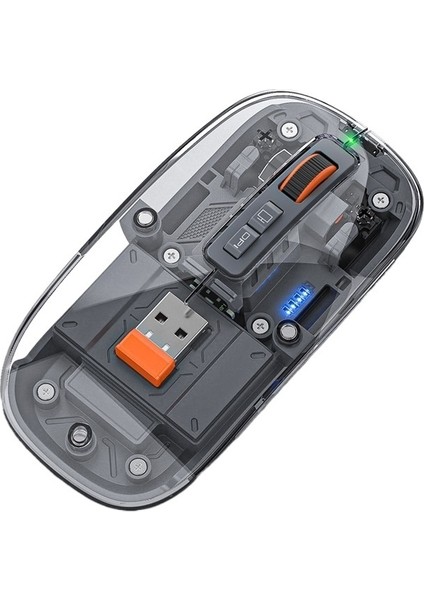 Şeffaf Kablosuz Manyetik Üç Modlu Fare Şarjlı Şeffaf Fare Dizüstü Bilgisayar Masaüstü Bilgisayar Evrensel Bluetooth Fare (Yurt Dışından)
