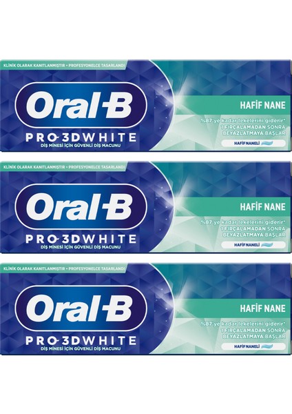 Pro 3D White Hafif Nane Diş Macunu 75 ml x 3 Adet fiyatları