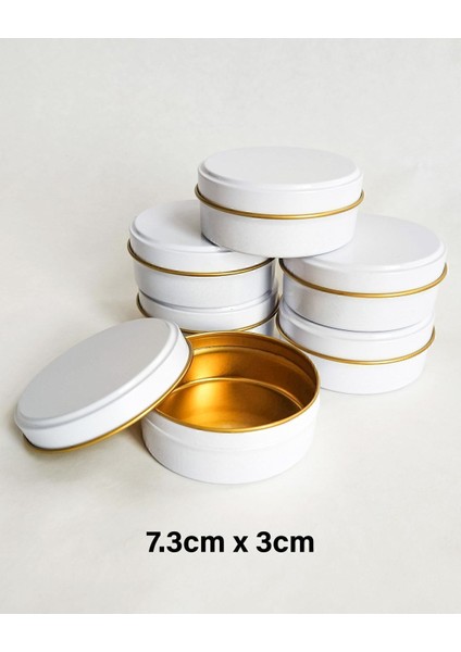 Beyaz Metal Kutu Mum ve Hediye Kutusu 7,3X3CM 10 Adet