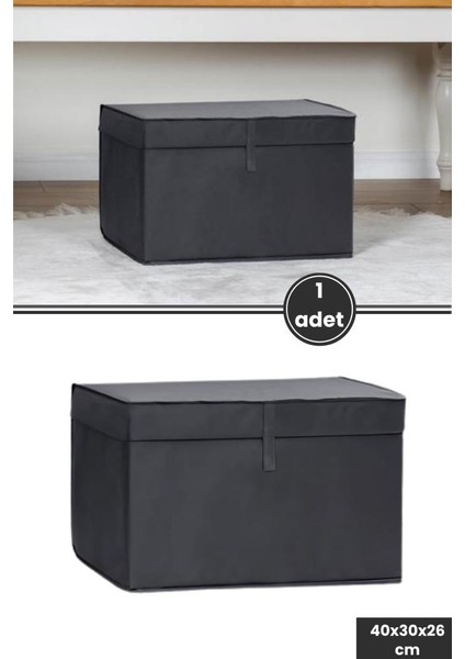 Kazak Kutu Hurç, Çorap Havlu Çamaşır Kıyafet Düzenleyici Mukavva Destekli (40X30) 1 Adet Antrasit