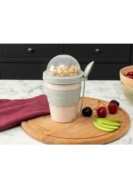 Yeşil Pansy Kaşıklı Atıştırmalık Kabı, Şık ve Pratik Kullanım