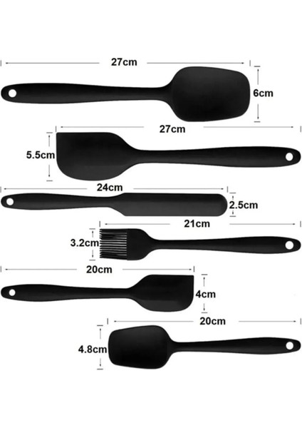 6'lı Isıya Dayanıklı Yanmaz Silikon Spatula Seti, Mutfak ve Pasta Araçları modelleri