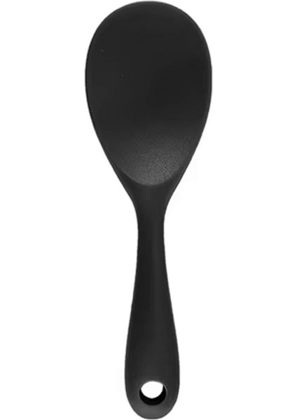 Yüksek Dayanıklı Siyah Silikon Pilav Kaşığı, 22 Cm, Yanmaz ve Çizilmez, Kolay Kullanım