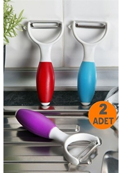 2'li Meyve ve Sebze Soyucu, Silikon Saplı, Renkli, Pratik ve Şık Tasarım