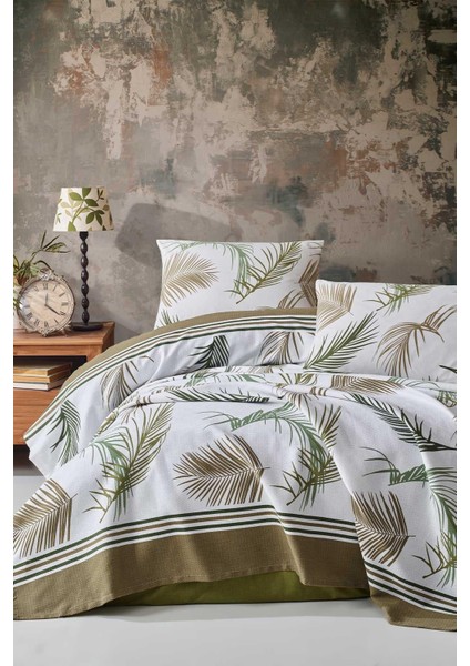 Yumuşak ve Rahat Pamuk Pike, Tek Kişilik, Canlı Yeşil Renk