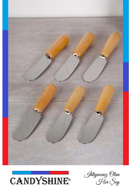 6'lı Ahşap Saplı Paslanmaz Çelik Tereyağı ve Reçel Spatula Seti fiyatları