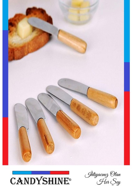 6'lı Ahşap Saplı Paslanmaz Çelik Tereyağı ve Reçel Spatula Seti fırsatları